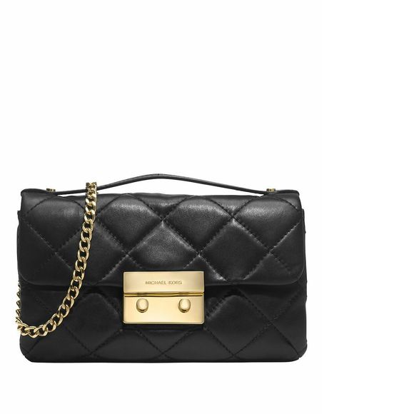 Michael Kors Black Quilted Small Clutch Black 30H3GSLM1 Sloan Handbag Bag NEW